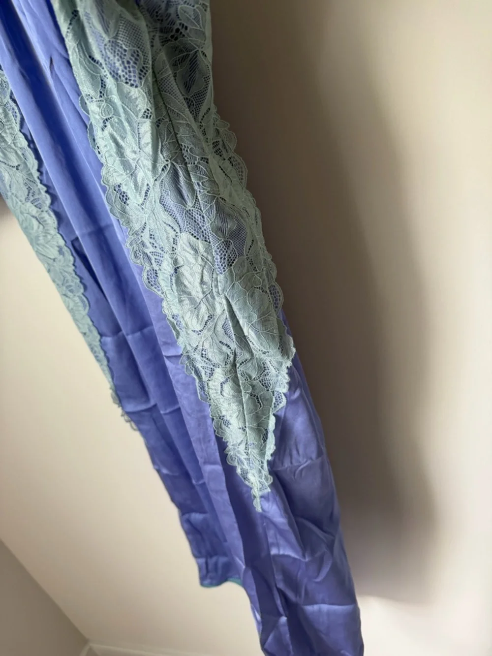 Free people Blue Lace-Trim satin Camisole & Wide-Leg Pajama Set